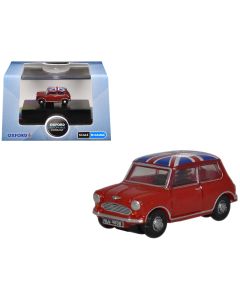 2023 Austin Mini RHD Tartan Red Union Jack Top 1/148 Diecast Model Car Oxford