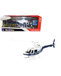 2023 Bell 206 Helicopter Diecast Model - Dark Blue & White Police Sky Pilot 1/34 by New Ray