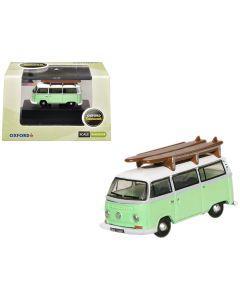 2023 Volkswagen T2 Minibus Diecast Model Car 1/148 N Scale Light Green White Surfboard