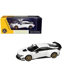 1/64 BMW i8 Liberty Walk Diecast Model Car White Gold Wheels Paragon Models