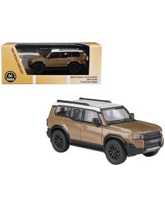 2024 Toyota Land Cruiser 250 Prado Diecast Model Car 1/64 Trail Dust Beige White Top Paragon