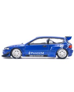 2023 Pandem Civic EG6 RHD 1/64 Diecast Model Car Blue Metallic by Pop Race