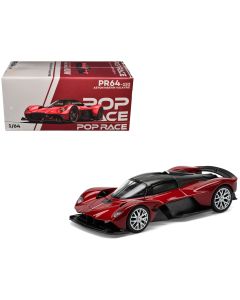 2023 Aston Martin Valkyrie 1/64 Diecast Model Car Supernova Red Metallic Carbon Top by Pop Race