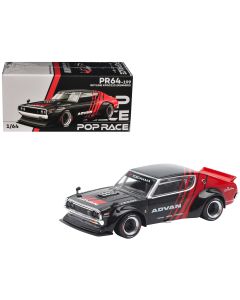 2023 Skyline KPGC110 Kenmeri RHD Diecast Model Car 1/64 Black Red by Pop Race