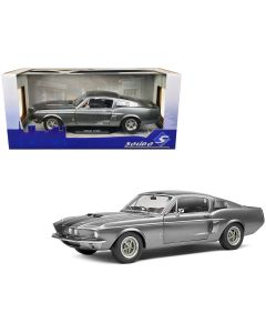 1967 Shelby GT500 Diecast Model Car Gray Metallic Black Stripes 1/18 Solido