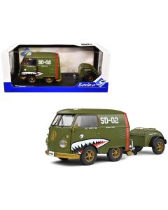 1950 Volkswagen Kool Kombi Van Diecast Model Car Green Army Fighter 1/18 Solido