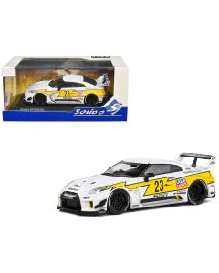 2019 Nissan GTR35 LBWK Silhouette RHD Diecast Model Car 1/43 White Yellow Graphics