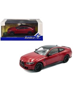 2023 BMW M4 Competition Diecast Model Car 1/43 Imola Red Black Top Solido