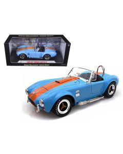 1965 Shelby Cobra 427 S/C Diecast Model Car Blue Orange Stripes 1/18 Scale