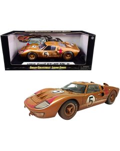 1966 Ford GT-40 MK II #5 Gold Dirty 1/18 Diecast Model Car Shelby Collectibles
