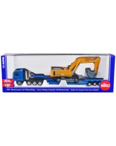 2023 Siku 1/87 Liebherr 974 Litronic Excavator Yellow & Flatbed Transporter Diecast Model