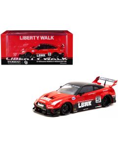 2023 Nissan GT-R R35 Liberty Walk Red & Black RHD 1/43 Diecast Model Car by Tarmac Works