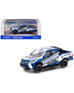 2023 Toyota Hilux Pickup Truck RHD Diecast Model 1/64 Toyo Tires Blue/White Graphics