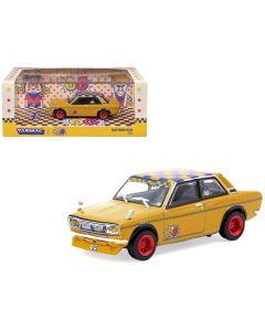 2023 Datsun 510 Diecast Model Car OG Beer Yellow Checkered Top 1/64 Hobby64 Tarmac Works