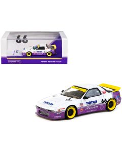 2023 Mazda RX-7 FC3S Pandem RHD Diecast Model Car #66 White Purple Graphics 1/64 Tarmac Works