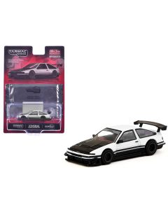 1986 Toyota Sprinter Trueno AE86 RHD Widebody White/Black 1/64 Diecast Model
