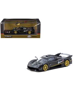 2023 Pagani Huayra R Diecast Model 1/64 Matt Black Carbon Fiber Gold Wheels Limited Edition 3552 pcs