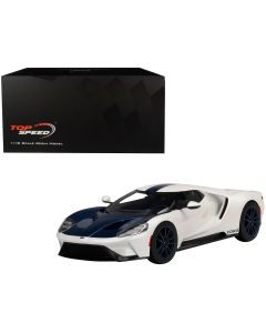 1964 Ford GT Prototype Heritage Edition 1/18 Model Car White Dark Blue Stripe Top Speed