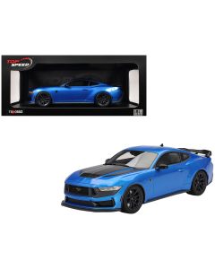 2024 Ford Mustang Dark Horse 1/18 Model Car Grabber Blue Metallic Black Stripes