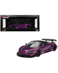 2023 McLaren 720S LB-Works Purple Metallic Black Top 1/18 Model Car Top Speed