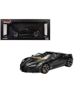 2023 Bugatti W16 Mistral 1/18 Model Car Black Yellow Interior Top Speed