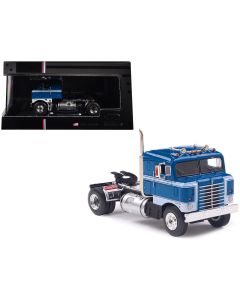 1950 Kenworth Bullnose Truck Tractor 1/64 Diecast Model Blue White Stripes IXO