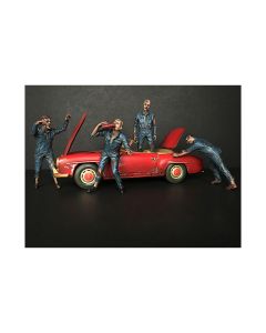 2023 American Diorama Zombie Mechanics 4 Piece Figurine Set for 1/24 Scale Models